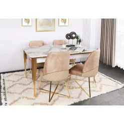 Dalmar matbord 147-182 cm - Guld/vit