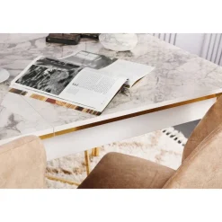 Dalmar matbord 147-182 cm - Guld/vit