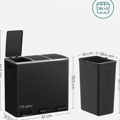 Daloa soptunna 54 l - Svart