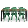 Dalsland matgrupp: Matbord i svart / ek med 6 st gröna pinnstolar