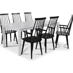 Dalsland svart pinnstol med hög rygg + Stolsdyna