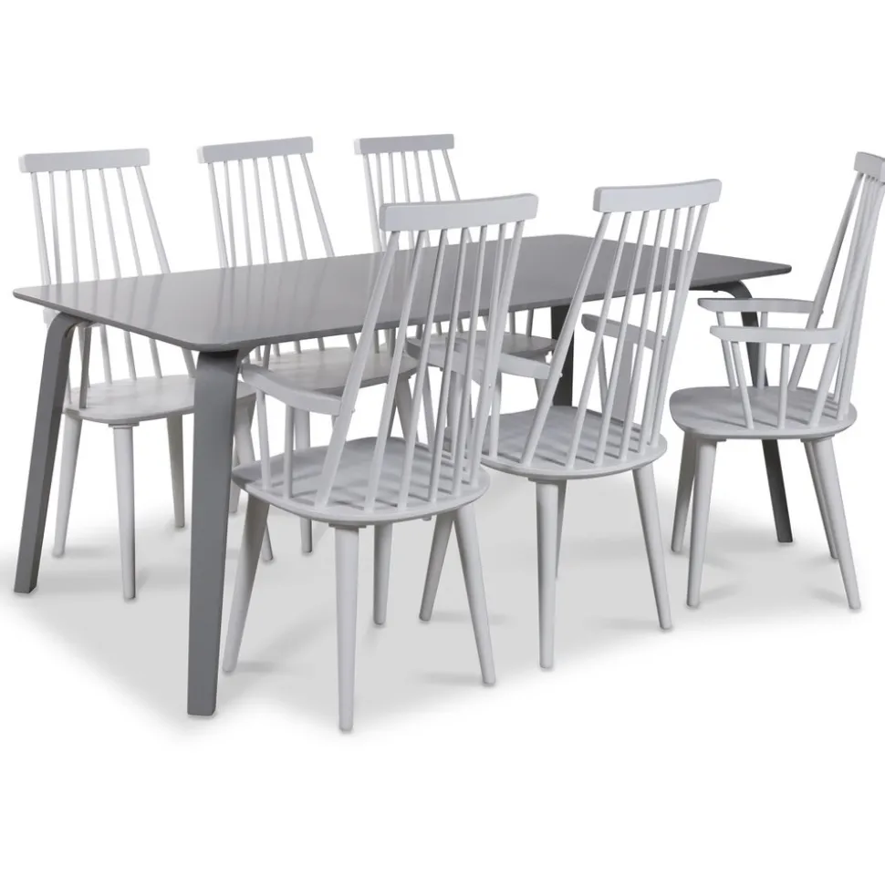 Dalsland vit pinnstol med armstöd och hög rygg + Stolsdyna