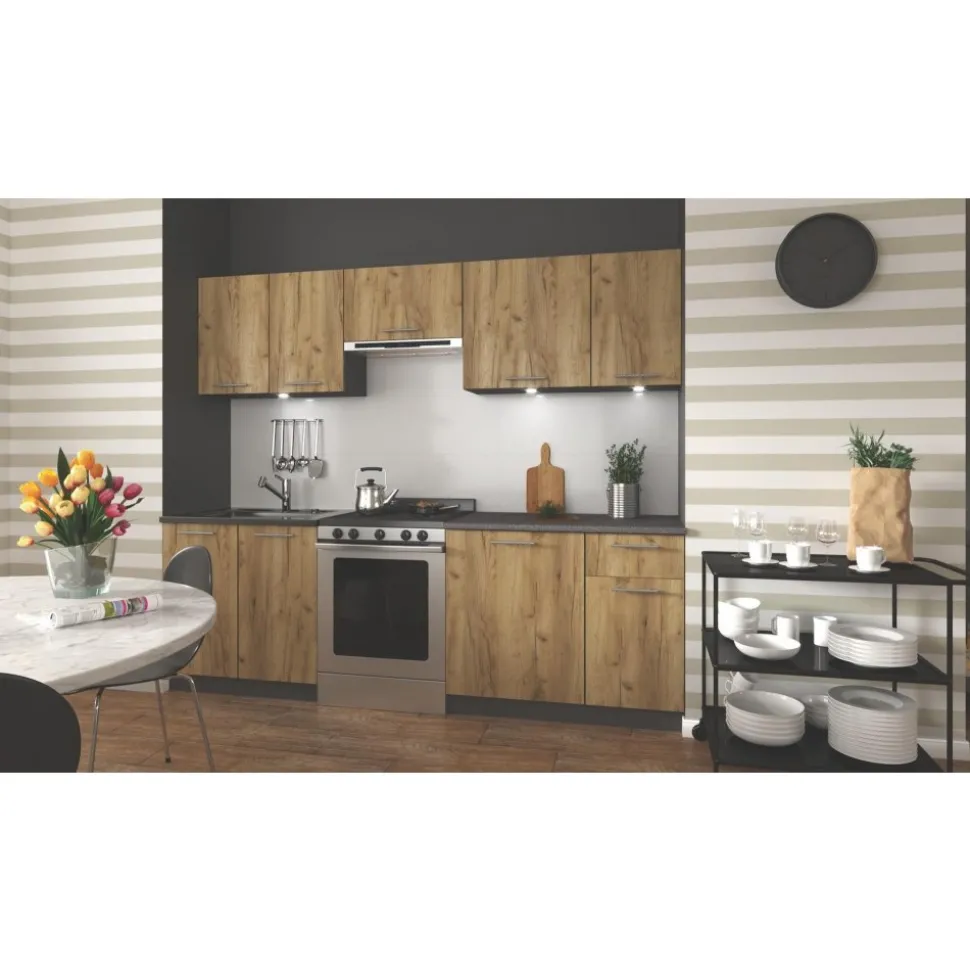 Daria komplett kök 240 cm - Craft ek/antracit
