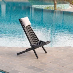 Däckstol svart med nackkudde + Rengöringsmedel för utemöbler