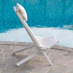 Däckstol vit med nackkudde + Fläckborttagare för möbler