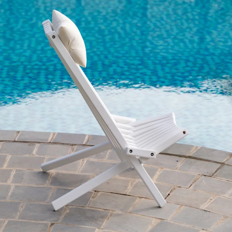 Däckstol vit med nackkudde + Fläckborttagare för möbler