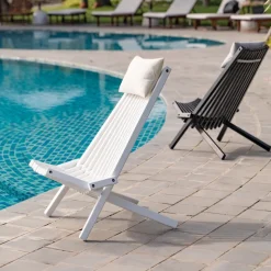 Däckstol vit med nackkudde + Fläckborttagare för möbler