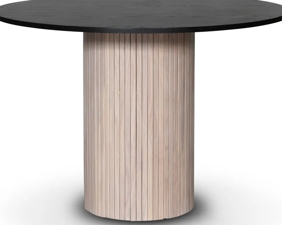 Decibel runt matbord Ø110 cm - Whitewash / Svartbetsad ek