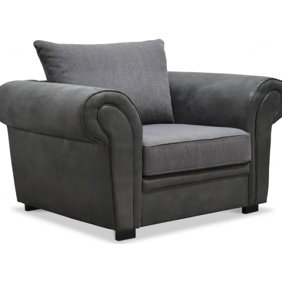 Delux Fåtölj - Grå/Antracit/Vintage + Möbeltassar