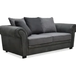 Delux 2-sits soffa med kuvertkuddar - Grå/Antracit/Vintage + Möbeltassar