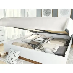 Dentro säng med förvaring 160 x 200 cm - Vit/ek + Möbeltassar