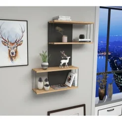 Destan vägghylla - Antracit/furu