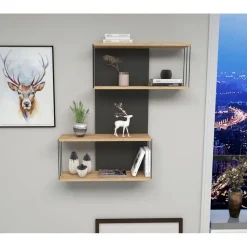 Destan vägghylla - Antracit/furu