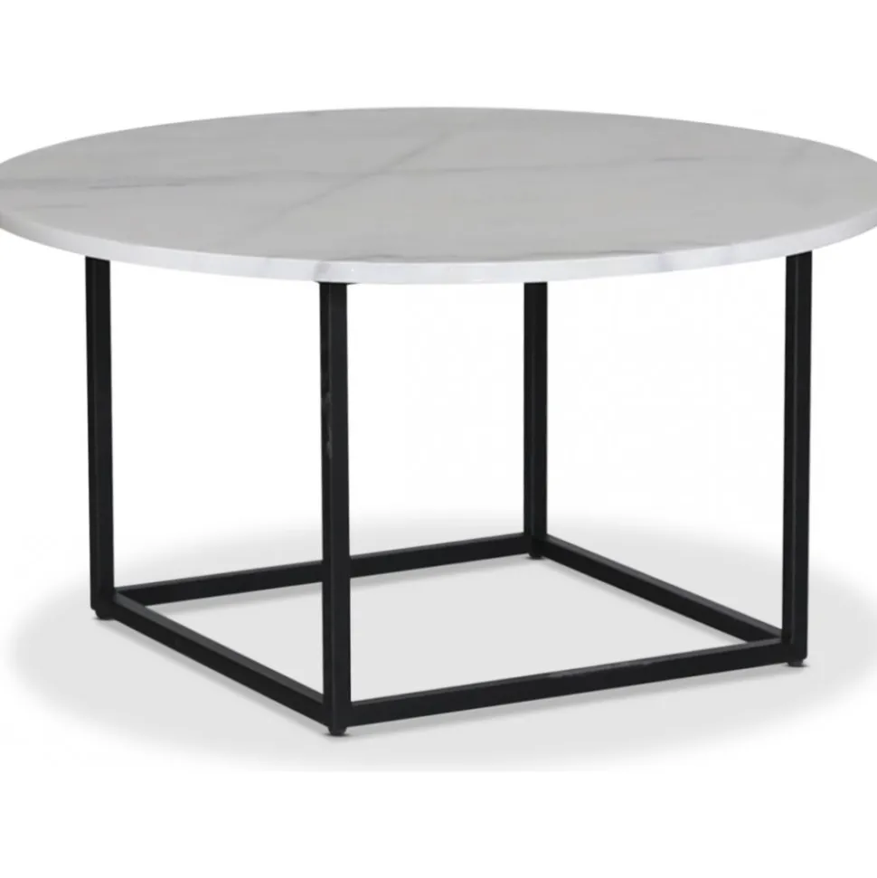 Dexter runt soffbord Ø85 cm - Metall / Vit marmor sten