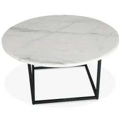 Dexter runt soffbord Ø85 cm - Metall / Vit marmor sten
