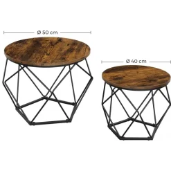 Didrik soffbord, 2 st, Ø40/50 cm - Brun/svart