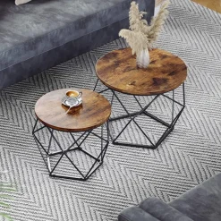 Didrik soffbord, 2 st, Ø40/50 cm - Brun/svart