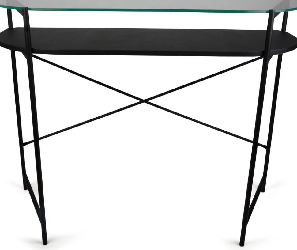 Dinia svart konsolbord med glashylla 100 x 35 cm