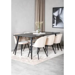 Dipp matbord 180x90 cm - Svartbetsad ekfanér + Möbeltassar