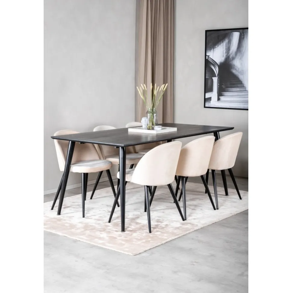 Dipp matbord 180x90 cm - Svartbetsad ekfanér + Möbeltassar