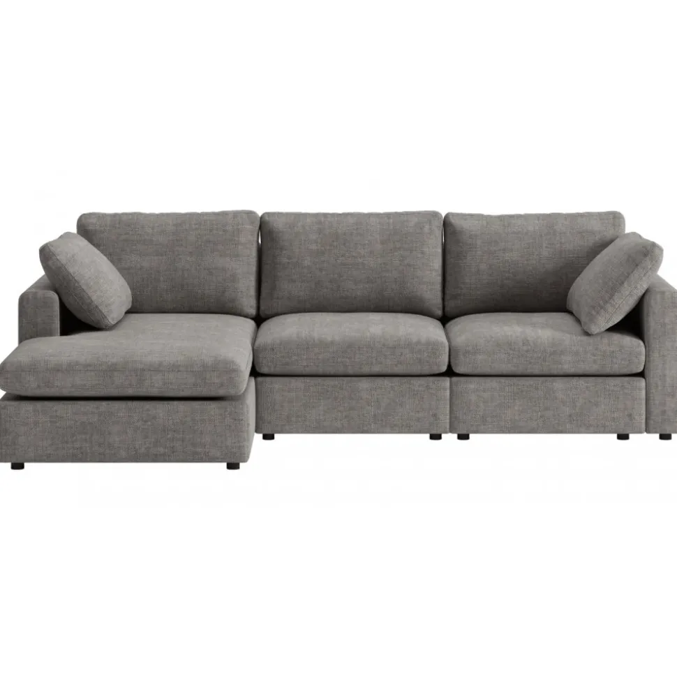 Divansoffa Falkenberg grå 296 cm vändbar divan + Möbeltassar