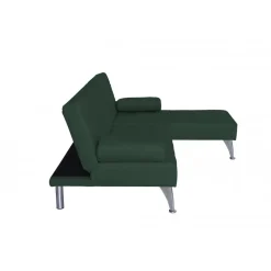 Divansoffa i grön sammet med bäddfunktion