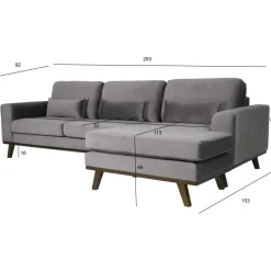 Divansoffa i grått sammet - Copenhagen + Fläckborttagare för möbler