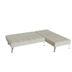 Divansoffa med bäddfunktion beige sammet