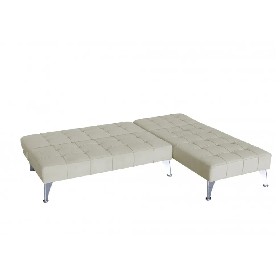 Divansoffa med bäddfunktion beige sammet