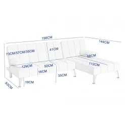 Divansoffa med bäddfunktion beige sammet