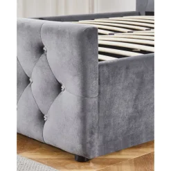 Dubbelsäng grå sammet 180 x 200 cm - Dubai + Textilrengöring för möbler