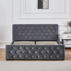 Dubbelsäng grå sammet 180 x 200 cm - Dubai