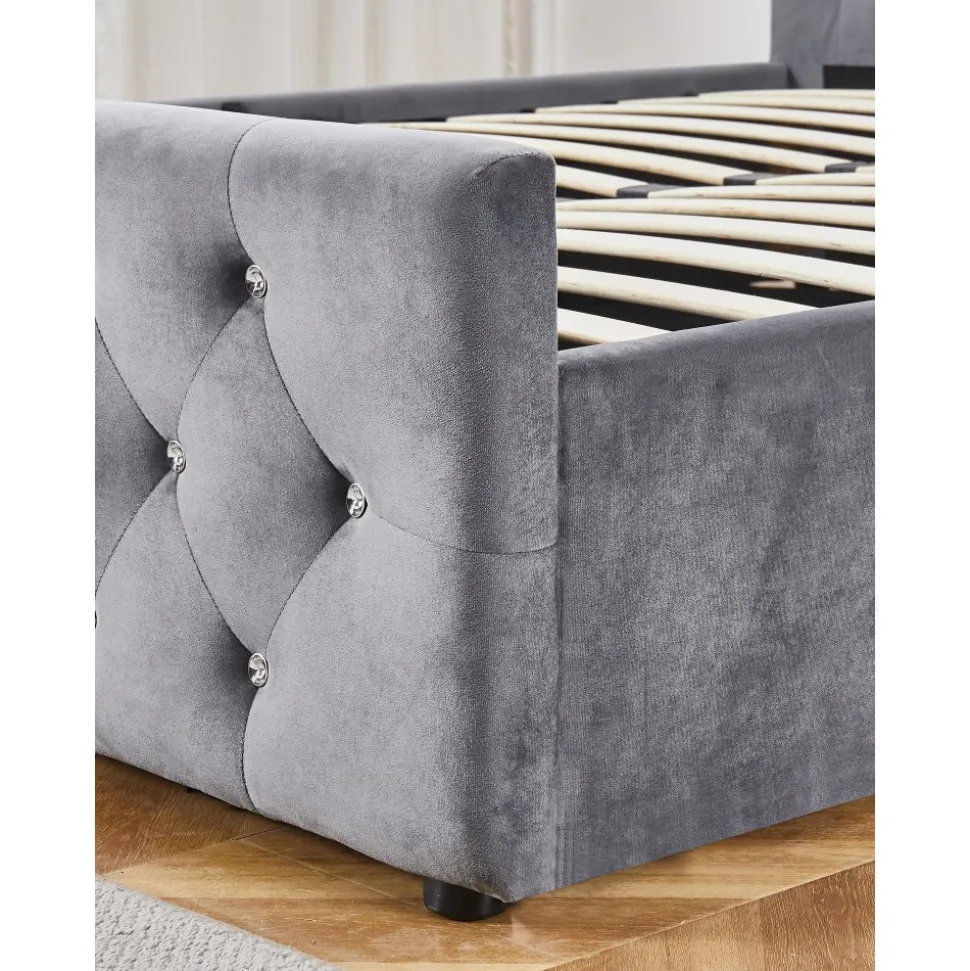 Dubbelsäng grå sammet 180 x 200 cm - Dubai