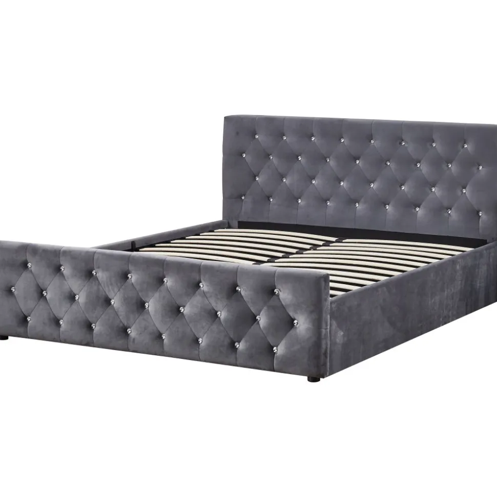 Dubbelsäng grå sammet 180 x 200 cm - Dubai + Möbeltassar