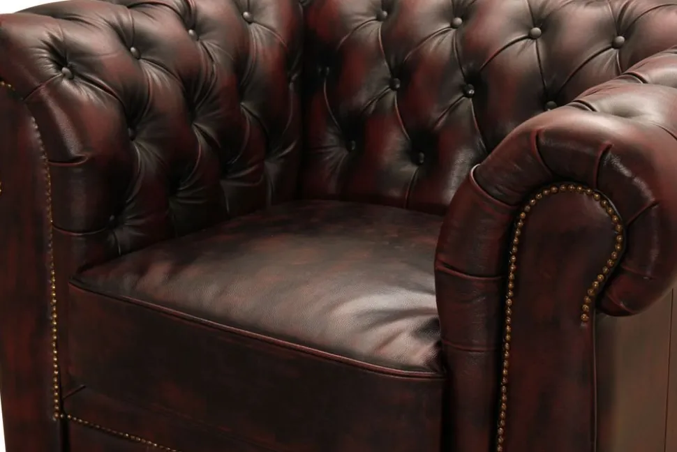 Dublin Chesterfield fåtölj Oxblod läder + Textilrengöring för möbler
