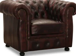 Dublin Chesterfield fåtölj Oxblod läder