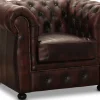 Dublin Chesterfield fåtölj Oxblod läder + Fläckborttagare för möbler