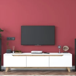 Duno TV-bänk Vit/valnöt