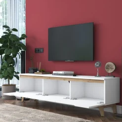 Duno TV-bänk Vit/valnöt