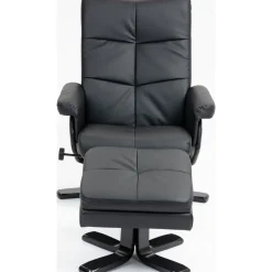 Duva reclinerfåtölj med fotpall i svart PU + Fläckborttagare för möbler