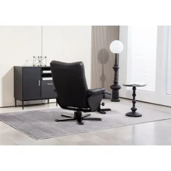 Duva reclinerfåtölj med fotpall i svart PU + Fläckborttagare för möbler