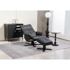 Duva reclinerfåtölj med fotpall i svart PU