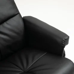 Duva reclinerfåtölj med fotpall i svart PU med bruna ben