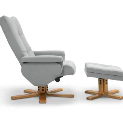 Duva ställbar fåtölj inklusive fotpall med förvaring - Grått tyg med träben + Textilrengöring för möbler