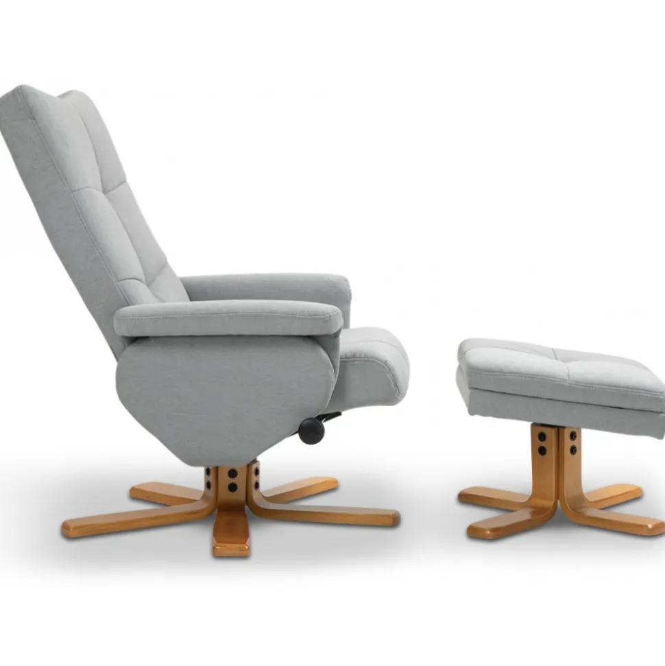 Duva ställbar fåtölj inklusive fotpall med förvaring - Grått tyg med träben + Textilrengöring för möbler