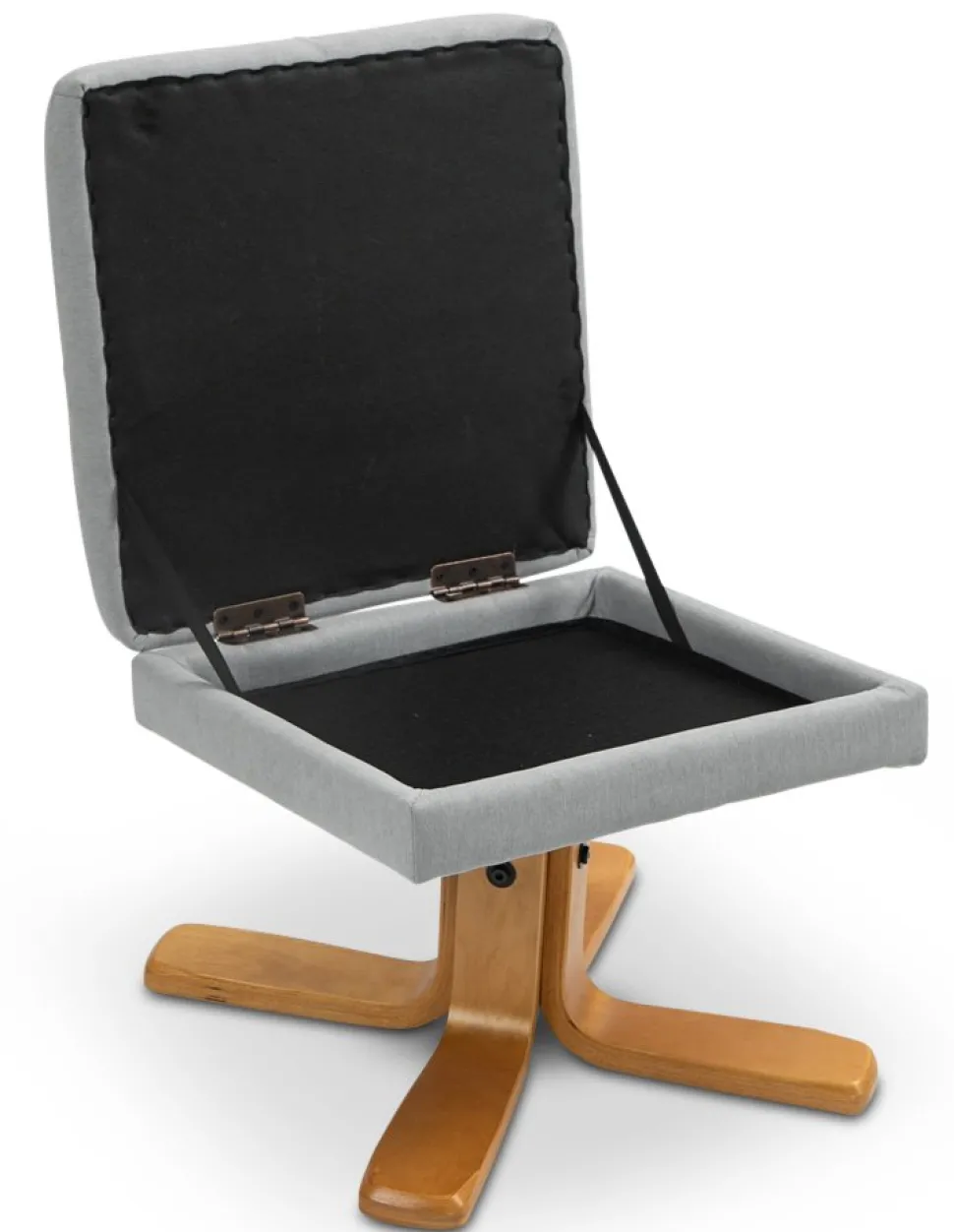 Duva ställbar fåtölj inklusive fotpall med förvaring - Grått tyg med träben + Textilrengöring för möbler