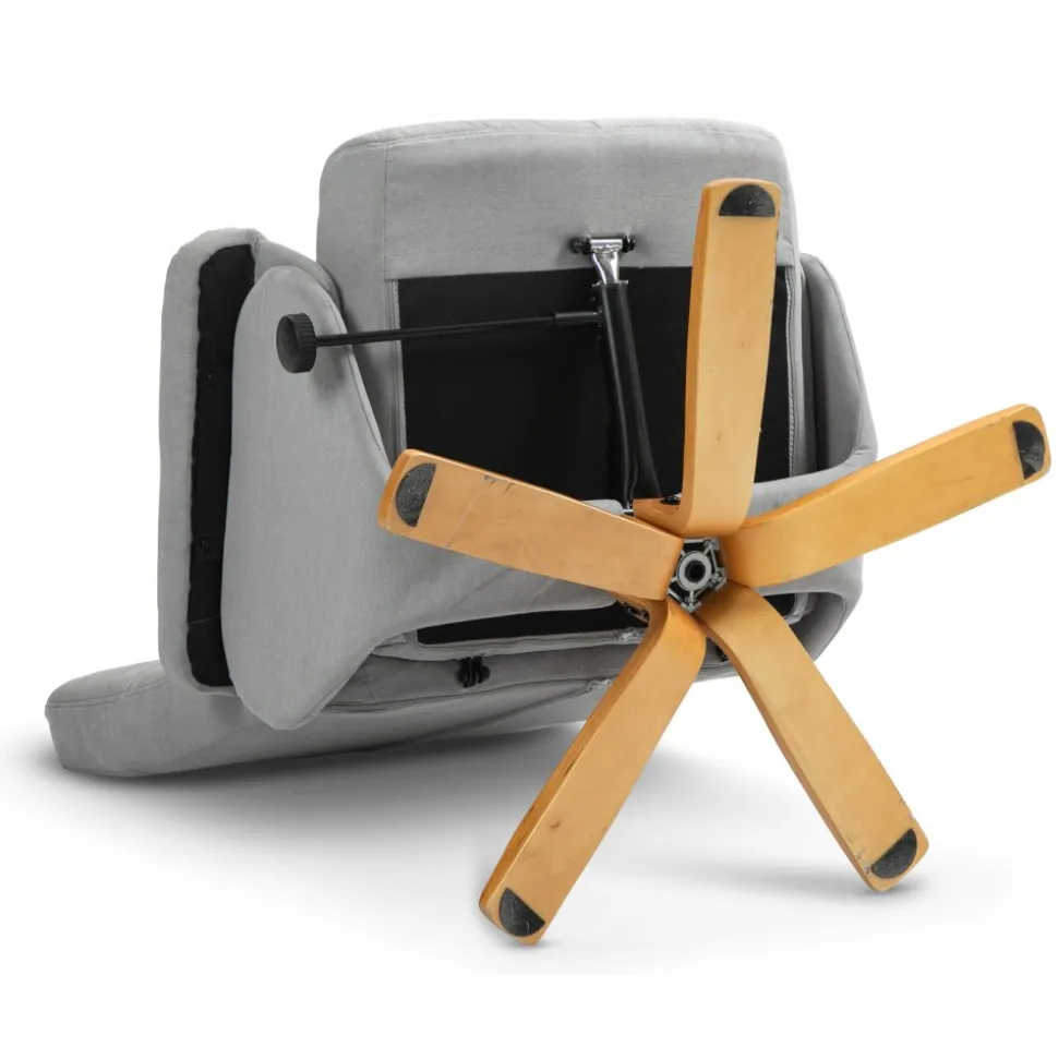 Duva ställbar fåtölj inklusive fotpall med förvaring - Grått tyg med träben + Textilrengöring för möbler