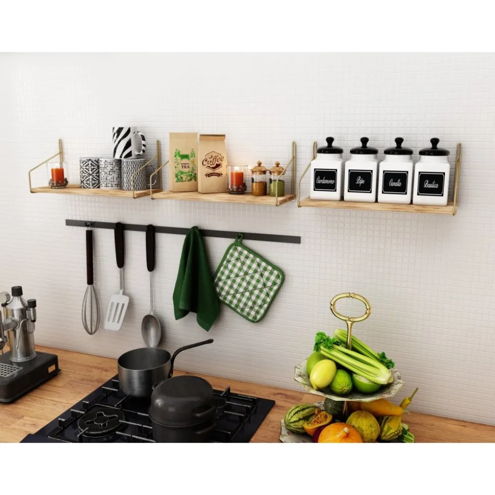 Duverney vägghylla - Guld/brun