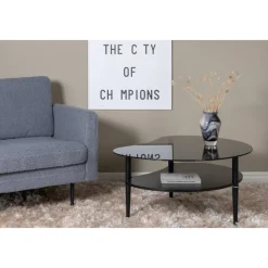 Egg bord 101 x 80 cm - Svart/Grå