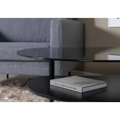 Egg bord 101 x 80 cm - Svart/Grå